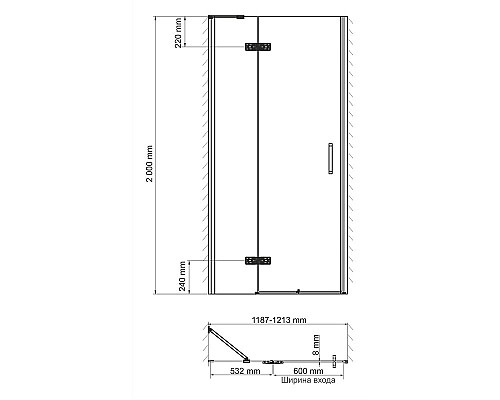 Душевая дверь WasserKRAFT Matt 10H05LBLACK
