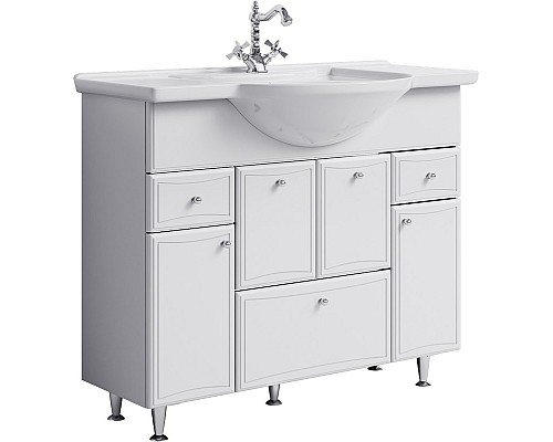 Барселона-Люкс тумба под умывальник на ножках с двумя ящиками и корзиной Ba-L.01.10.К AQWELLA