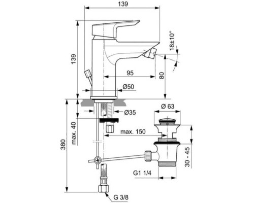 Смеситель для биде Ideal Standard Tesi A6579AA Хром