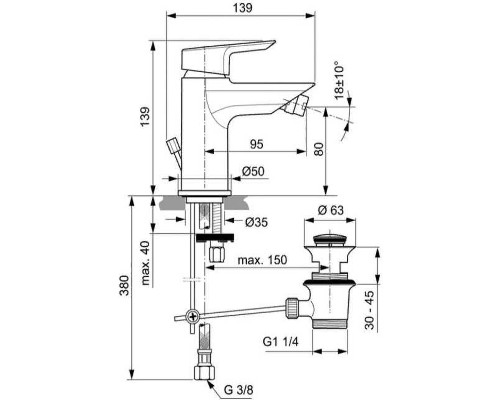 Смеситель для биде Ideal Standard Tesi A6579AA Хром
