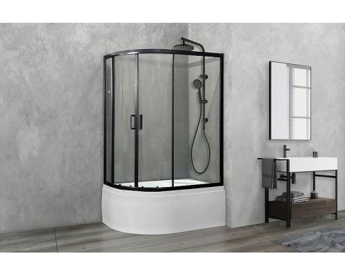 Душевой уголок Royal Bath ВК 120х80 профиль Черный стекло прозрачное