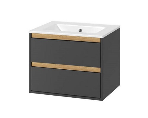 Тумба под раковину Excellent Tuto 80 см серый/дуб, 2 ящика