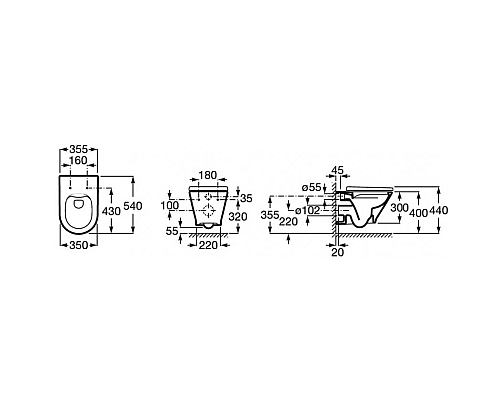Комплект унитаза с инсталляцией Roca The Gap Round Pack Rimless 893105000 с сиденьем Микролифт без клавиши смыва