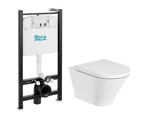 Комплект унитаза с инсталляцией Roca The Gap Round Pack Rimless 893105000 с сиденьем Микролифт без клавиши смыва