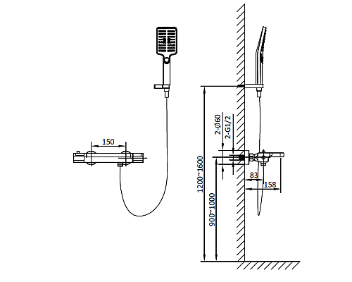 Смеситель для ванны с термостатом AltroBagno Lamberto 020401 Cr