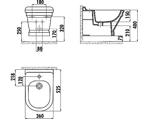 Биде Creavit Antik AN510-00CB00E-0000 Белое