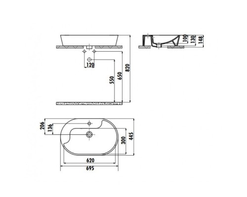 Раковина Creavit Topic 70 TP172-00CB00E-AK00 Золото