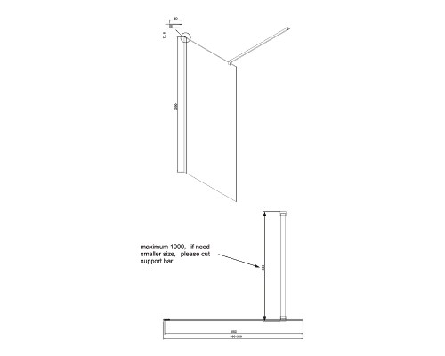 Душевая перегородка Ambassador Walk-in 100х200 15031102 профиль Хром стекло прозрачное