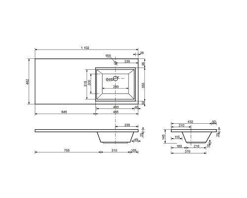 Тумба с раковиной Эстет Dallas Luxe 110 R ФР-00002023 подвесная Белая