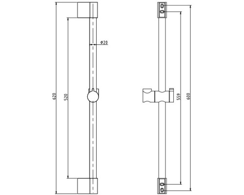 Душевая штанга Rav Slezak PD0015CMAT Черная матовая