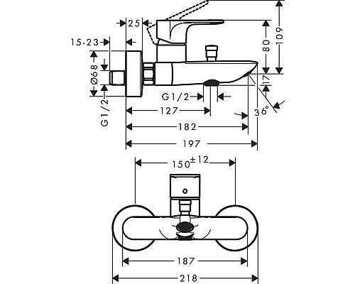 Смеситель для ванны Hansgrohe Rebris E 72450670 Черный матовый