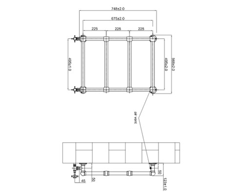 Полотенцесушитель водяной 750x500mm , бронза