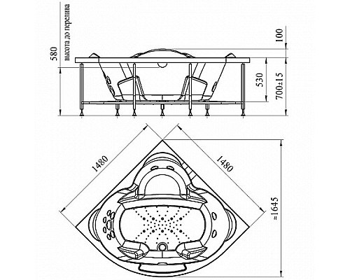 Ванна акриловая "СОРРЕНТО 1" Radomir 1-01-0-0-1-037
