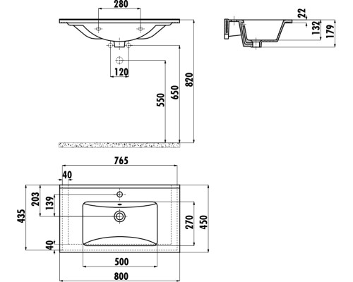Раковина Creavit Su 80 SU080-00CB00E-0000 Белая