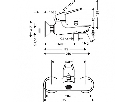 Смеситель для ванны,для душа Hansgrohe Novus Loop 71340000