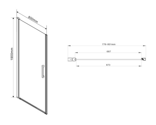 Душевая дверь Vincea Orta 80 VPP-1O800CL профиль Хром стекло прозрачное