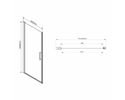 Душевая дверь Vincea Orta 80 VPP-1O800CL профиль Хром стекло прозрачное
