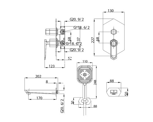Душевая система Lemark Prizma LM3922C Хром