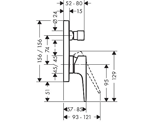 Смеситель для ванны Hansgrohe Metropol однорычажный бронза 32545140