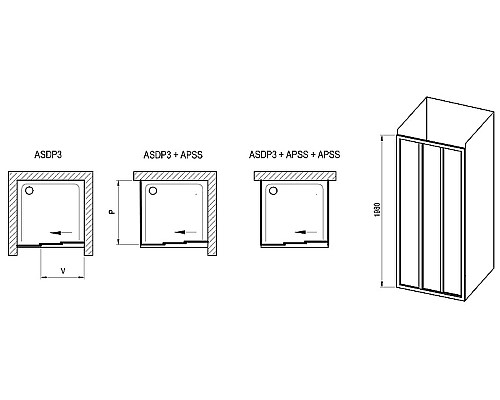 Душевая дверь Ravak Supernova ASDP3-130 00VJ03R2ZG профиль Черный матовый стекло Grape
