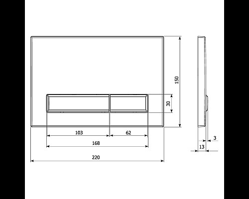 Клавиша смыва KK POL M08 SPP/382/0/K Сатин