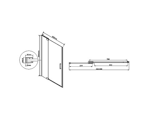 Душевая дверь Vincea Extra 90 VDP-1E8090CL профиль Хром стекло прозрачное