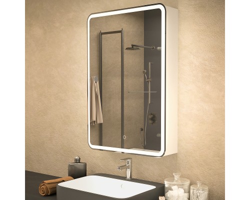 Зеркальный шкаф Azario Adriana 60 L CS00066642 с подсветкой Белый