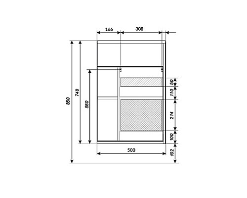 Тумба с раковиной 1MarKa Stretto 50П У94716 подвесная Белый глянец