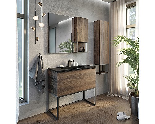 Зеркало со шкафом Comforty Равенна Лофт-90 00-00006656 Дуб тёмно-коричневый