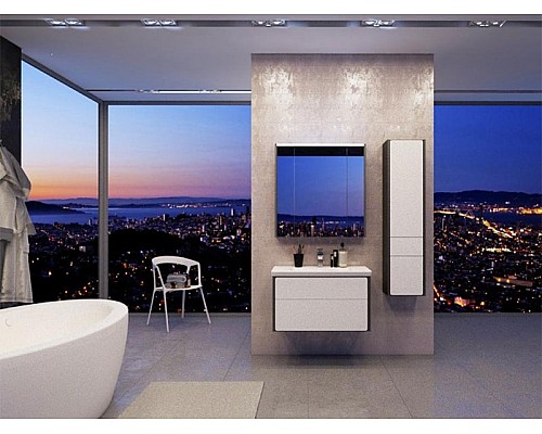 Шкаф пенал Roca Ronda 32 ZRU9302966 L подвесной Белый глянец Антрацит