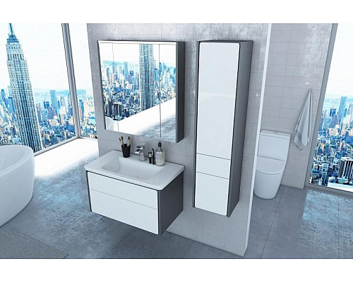 Шкаф пенал Roca Ronda 32 ZRU9302966 L подвесной Белый глянец Антрацит