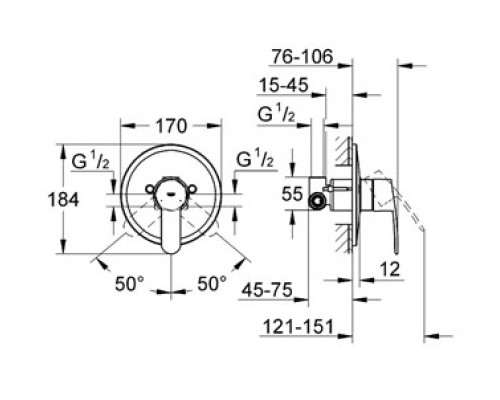 Смеситель Grohe однорычажный для душа