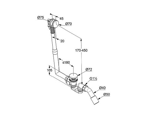 Слив-перелив Kludi Rotexa Multi 2120005N-00 Хром