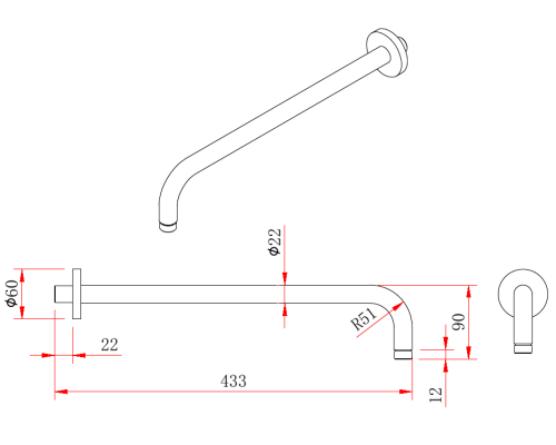 Кронштейн для верхнего душа Berges Ventas R Black 074010 Черный матовый