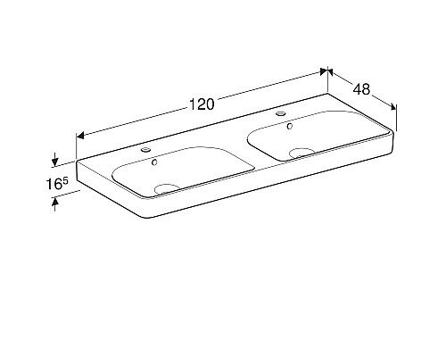 Раковина двойная подвесная GEBERIT Smyle Square 500.223.01.1 Раковина двойная подвесная GEBERIT Smyle Square 500.223.01.1