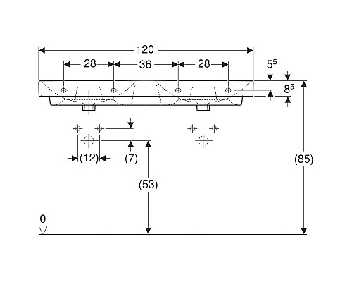 Раковина двойная подвесная GEBERIT Smyle Square 500.223.01.1 Раковина двойная подвесная GEBERIT Smyle Square 500.223.01.1