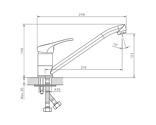Смеситель для кухни Decoroom DR21018 Хром
