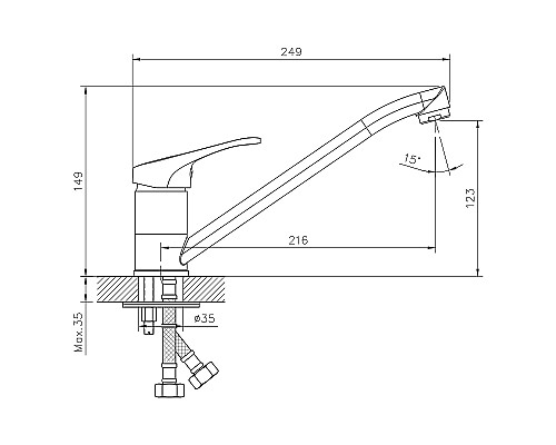 Смеситель для кухни Decoroom DR21018 Хром