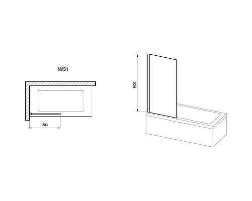 Шторка на ванну Ravak Nexty NVS1-80 7O840C00Z1 профиль Хром стекло Transparent