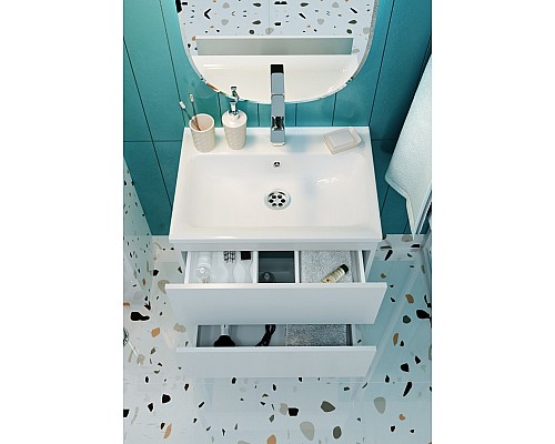 Тумба с раковиной Marka One Elena 60П У96879 подвесная Белый глянец