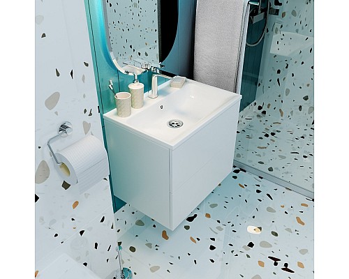 Тумба с раковиной Marka One Elena 60П У96879 подвесная Белый глянец