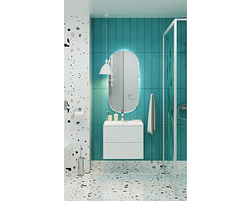 Тумба с раковиной Marka One Elena 60П У96879 подвесная Белый глянец