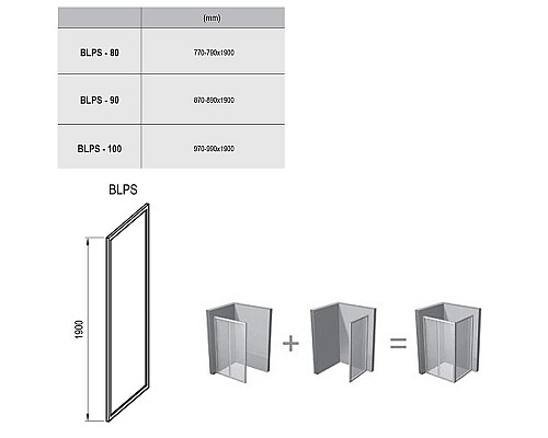 Душевая стенка Ravak Blix BLPS-80 9BH40C00ZG профиль Хром стекло Grape