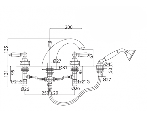 Смеситель для ванны Cezares VINTAGE-BVDM-01-Sw