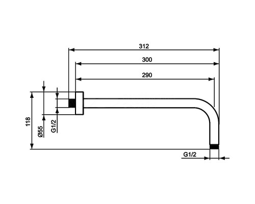 Кронштейн для верхнего душа Ideal Standard Ideal Rain B9444AA Хром