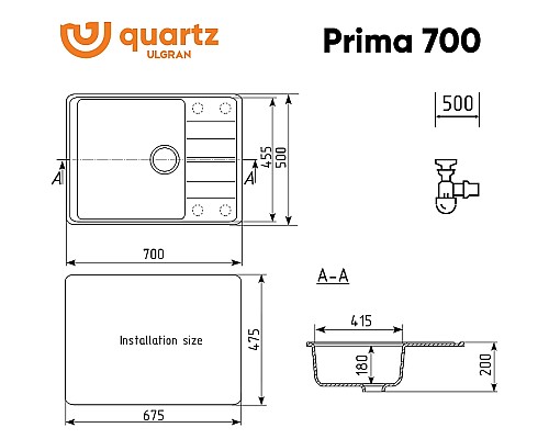 Кухонная мойка Ulgran Quartz Prima 700-08 Космос Кухонная мойка Ulgran Quartz Prima 700-08 Космос