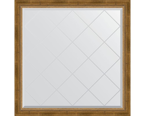 Зеркало Evoform Exclusive-G 103х103 BY 4434 с гравировкой в багетной раме - Состаренная бронза с плетением 70 мм