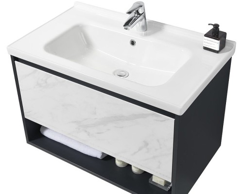 Тумба с раковиной Orans BC-0903 60 903600 подвесная Dark grey White marble