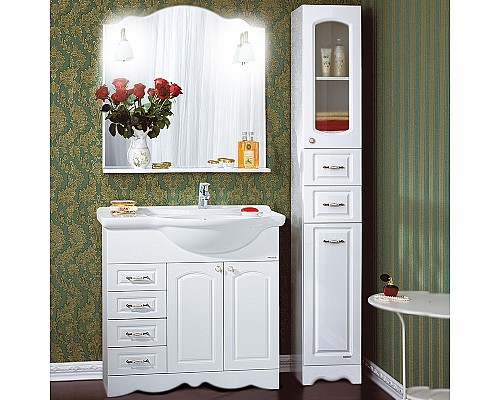 Зеркало Бриклаер Анна 90 4627125411380 с подсветкой Белое глянцевое