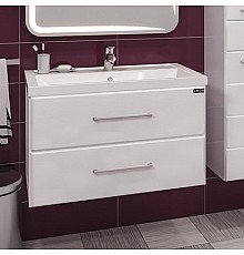 Тумба под раковину СанТа Омега 80 2 ящика подвесная Белая